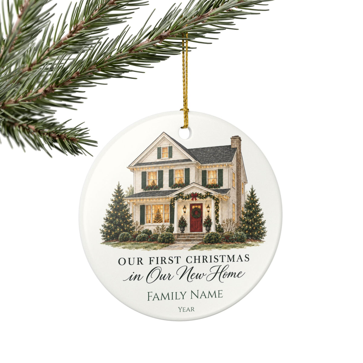 Personalized First Christmas in Our New Home Ornament — Family Name & Year