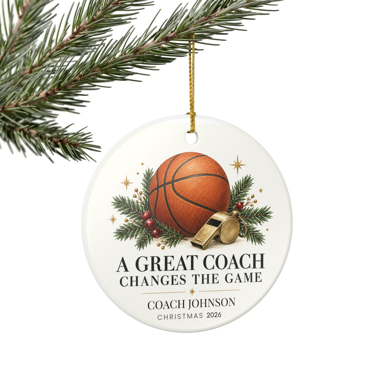 Personalized Basketball Coach Christmas Ornament, Custom Coach Name & Year, Basketball Coach Gift, Team Thank You Gift