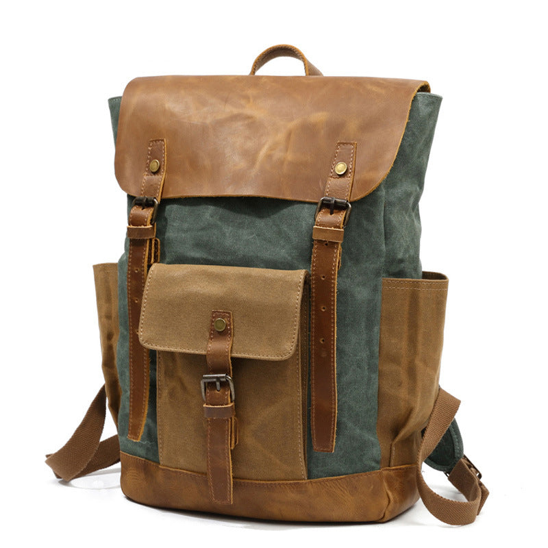 Vintage Canvas & Leather Laptop Backpack