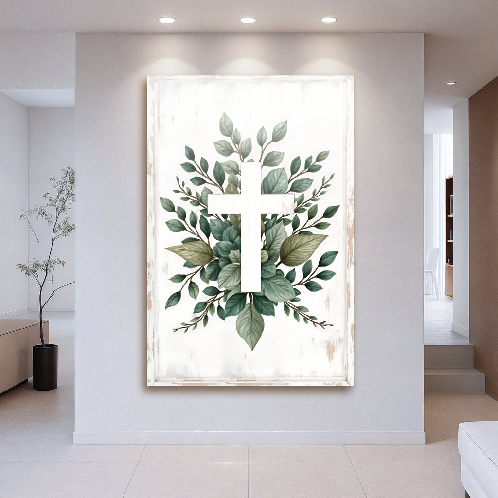 Minimalist Cross Christian Canvas Wall Art