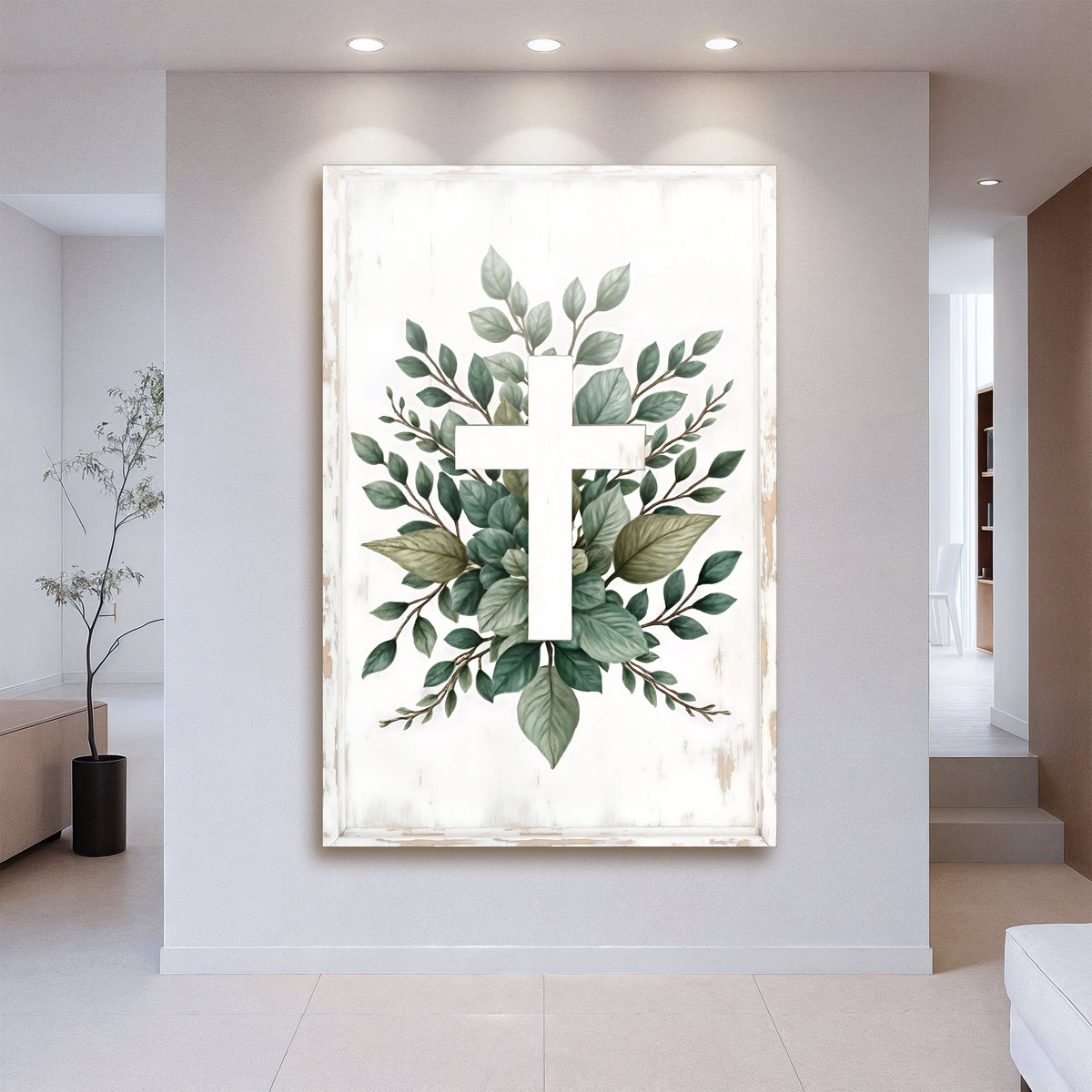 Minimalist Cross Christian Canvas Wall Art