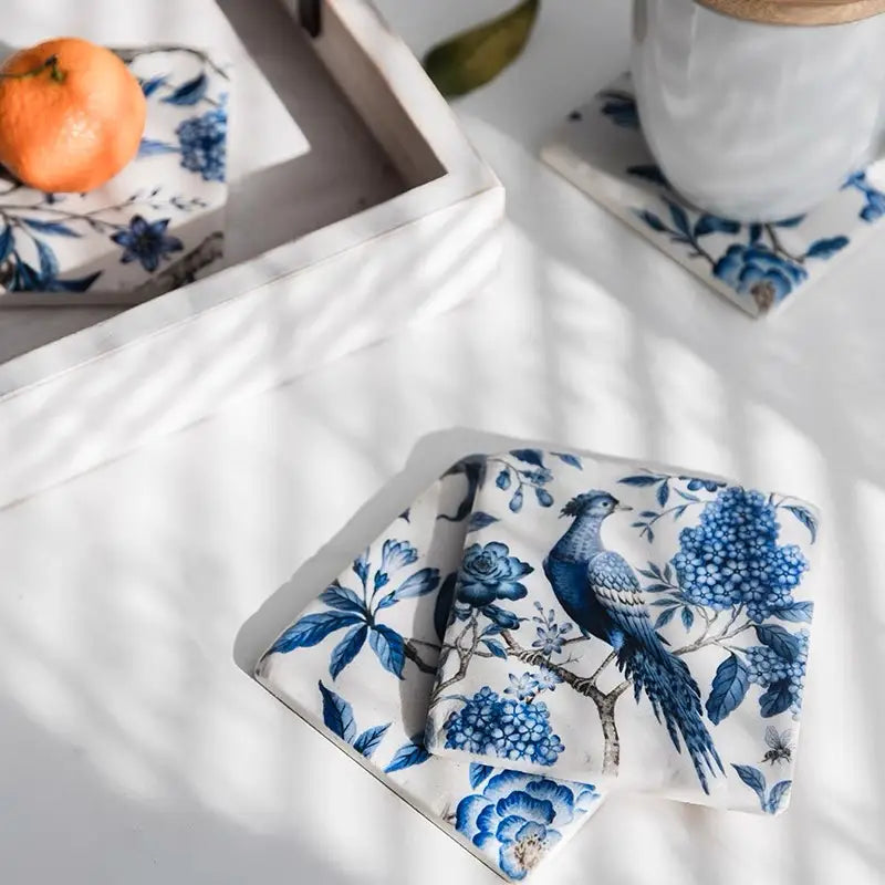 Nature Print Resin Coasters — Set of 4