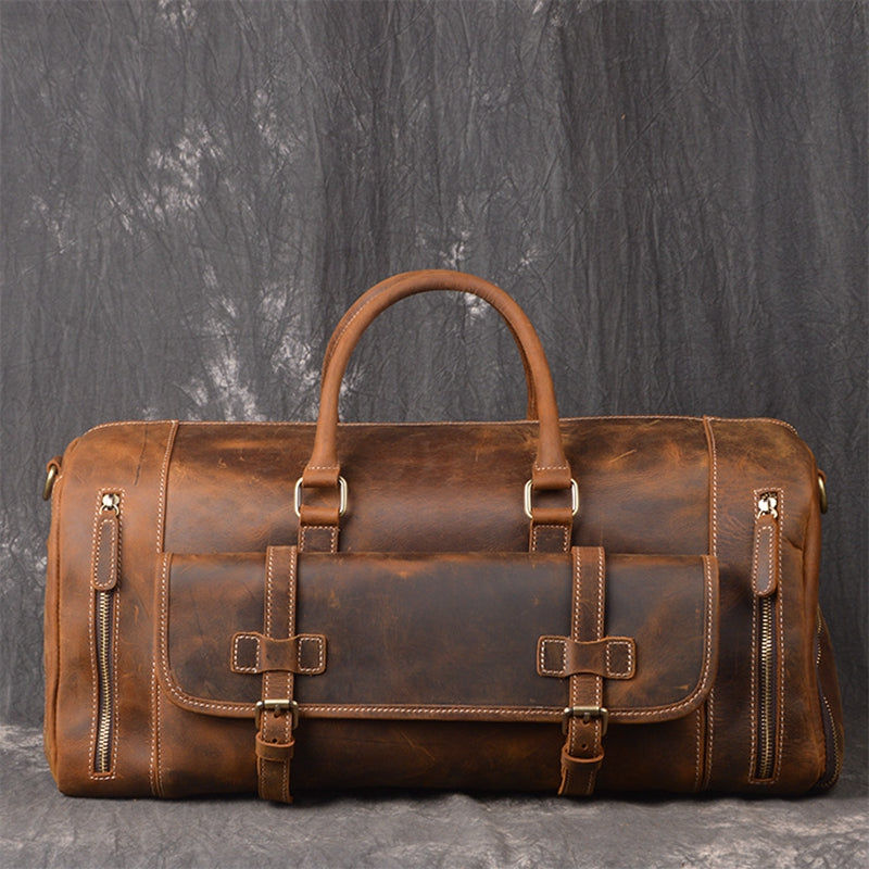 Full-Grain Leather Weekender Duffle Bag