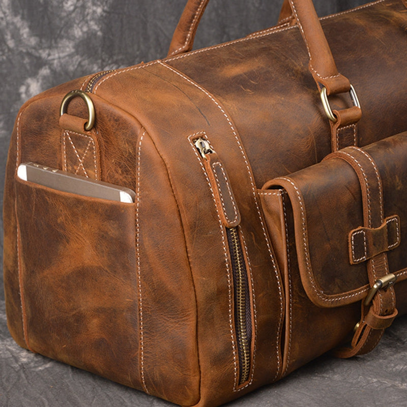 Full-Grain Leather Weekender Duffle Bag