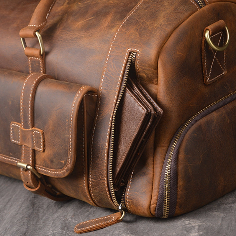 Full-Grain Leather Weekender Duffle Bag