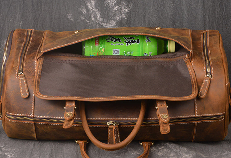 Full-Grain Leather Weekender Duffle Bag