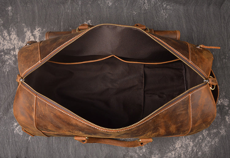 Full-Grain Leather Weekender Duffle Bag