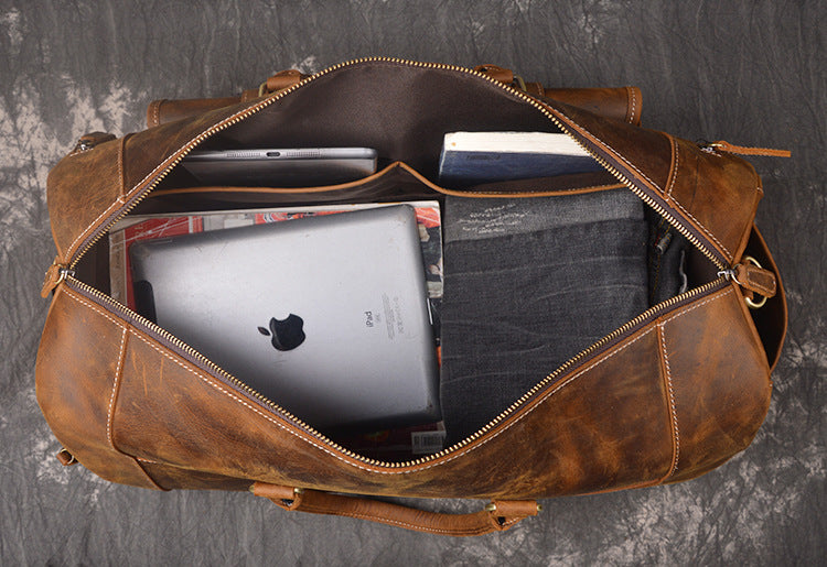 Full-Grain Leather Weekender Duffle Bag
