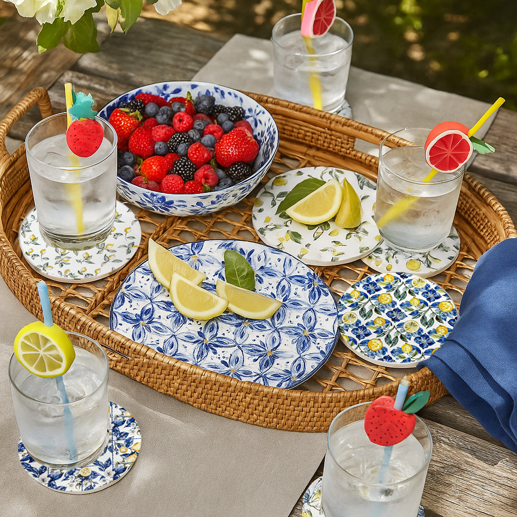 Mediterranean Lemon Ceramic Coasters
