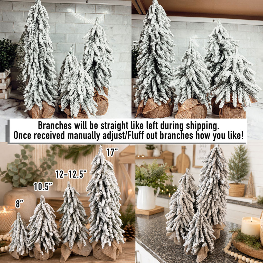 Snow-Covered Tabletop Christmas Trees