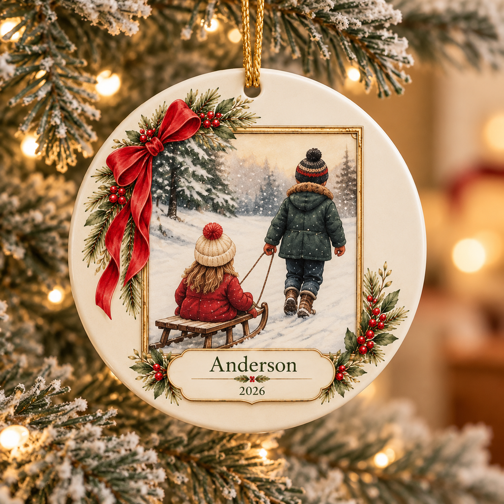 Personalized Kids Artwork or Photo Christmas Ornament – Name & Year Keepsake
