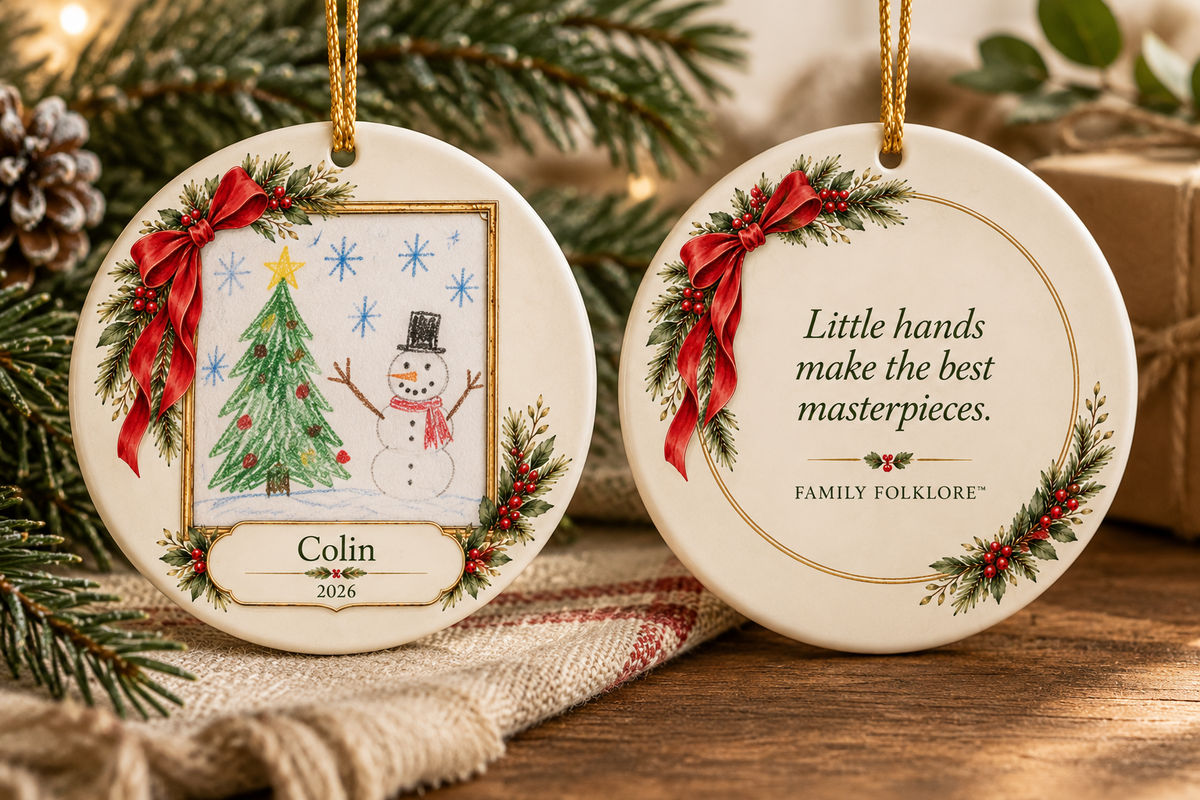 Personalized Kids Artwork or Photo Christmas Ornament – Name & Year Keepsake