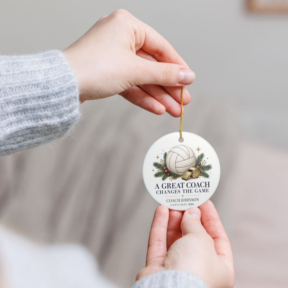 Personalized Volleyball Coach Christmas Ornament, Custom Coach Name & Year, Volleyball Coach Gift, Team Thank You Gift