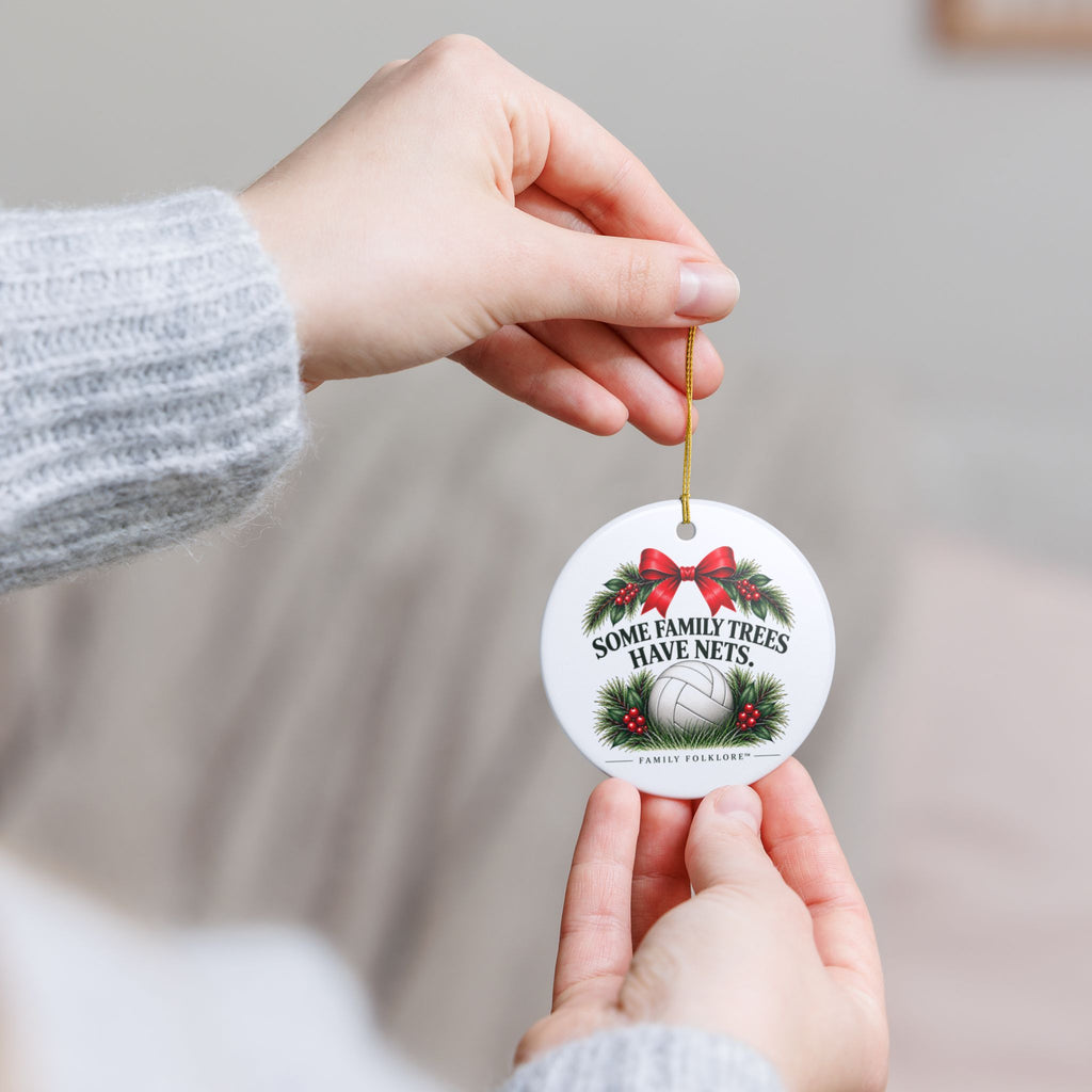 Volleyball Christmas Ornament 2026, Some Family Trees Have Nets, Volleyball Mom Gift, Volleyball Family Keepsake, Ceramic Ornament