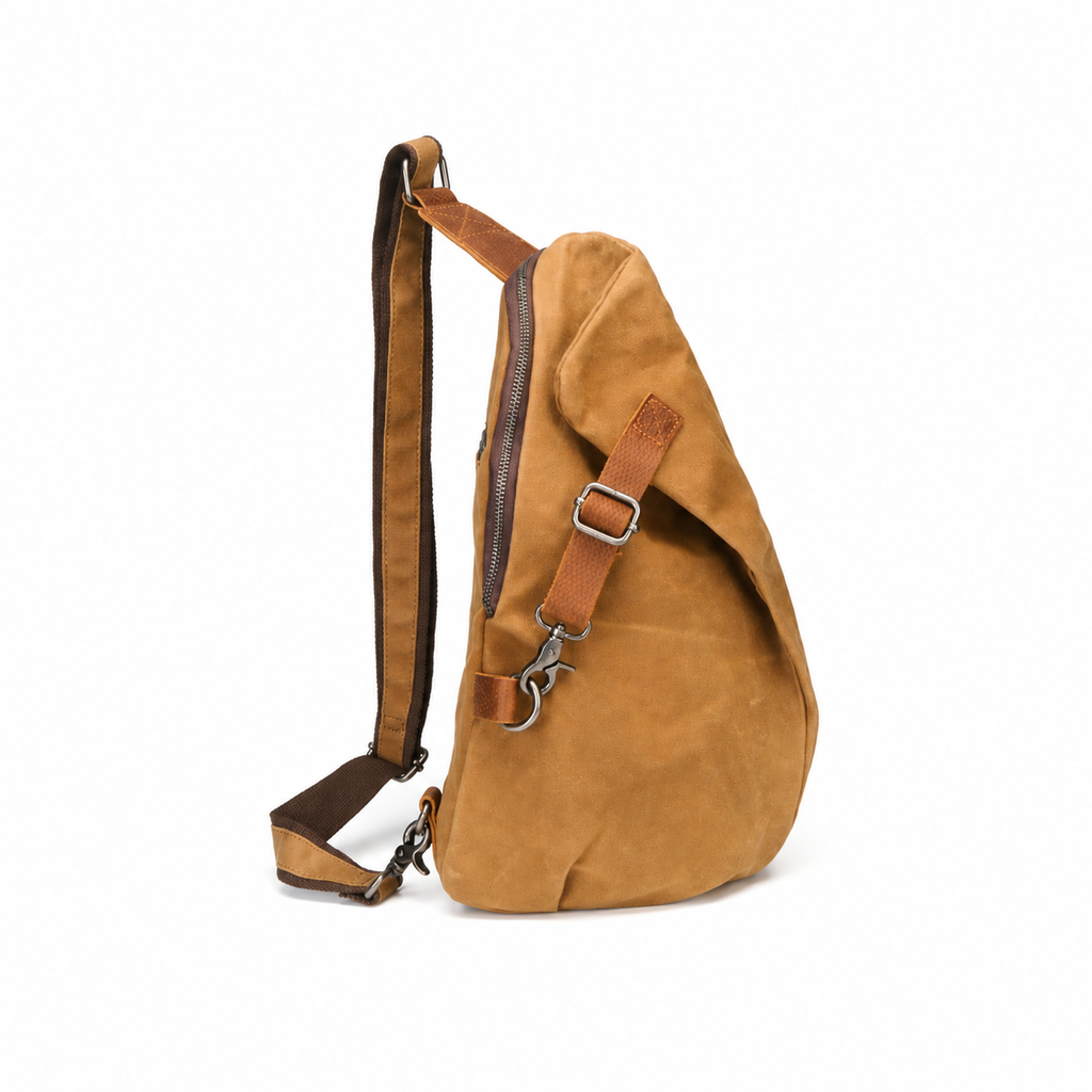 Vintage Canvas & Leather Crossbody Sling Bag