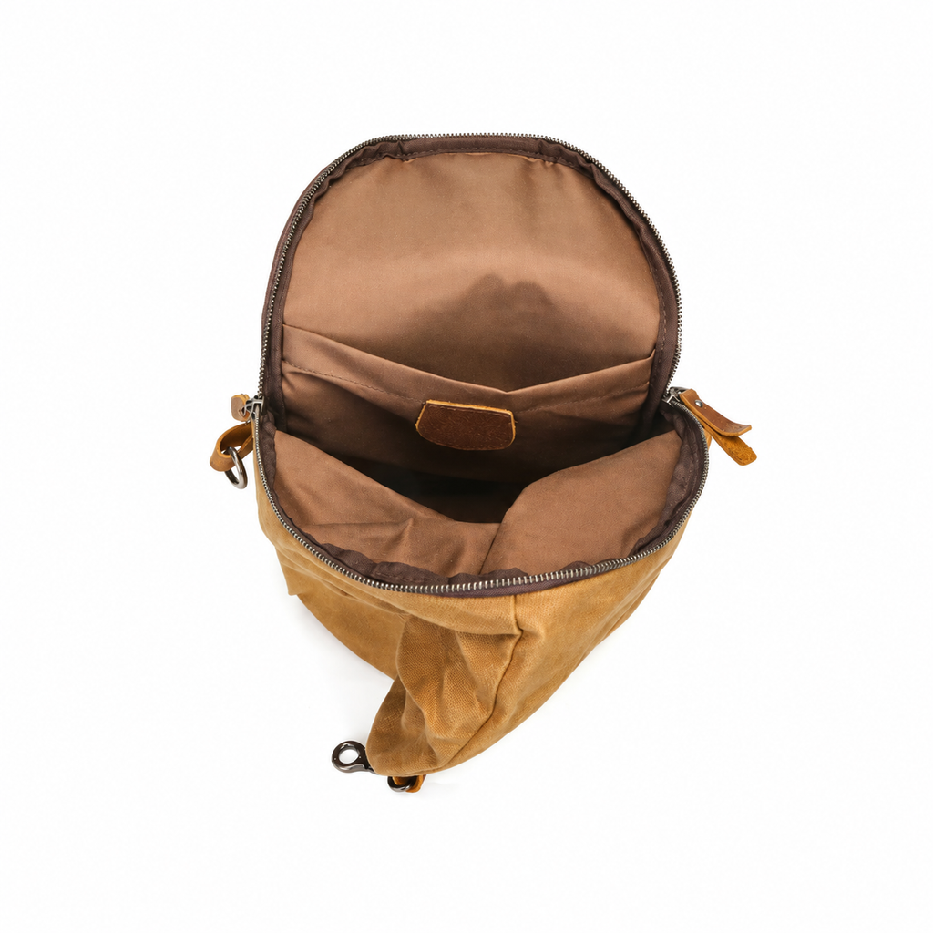 Vintage Canvas & Leather Crossbody Sling Bag