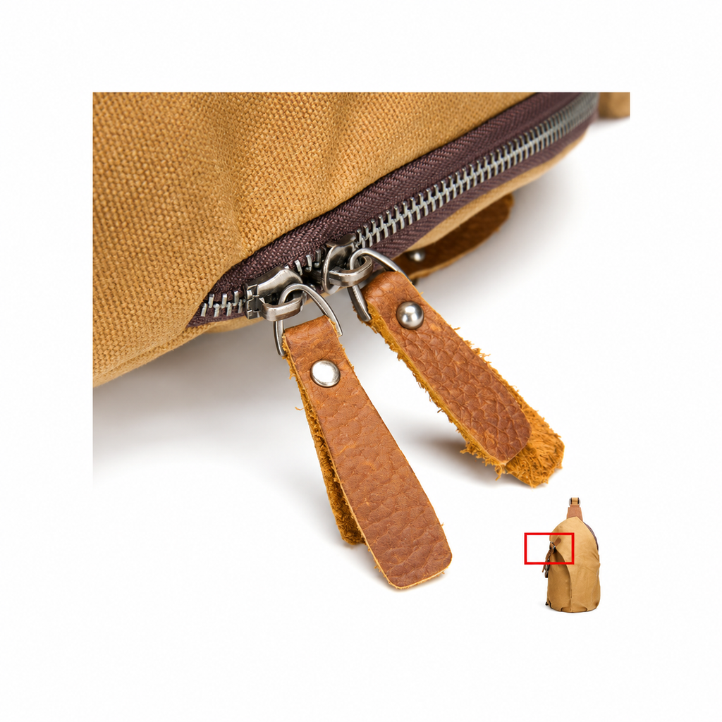 Vintage Canvas & Leather Crossbody Sling Bag