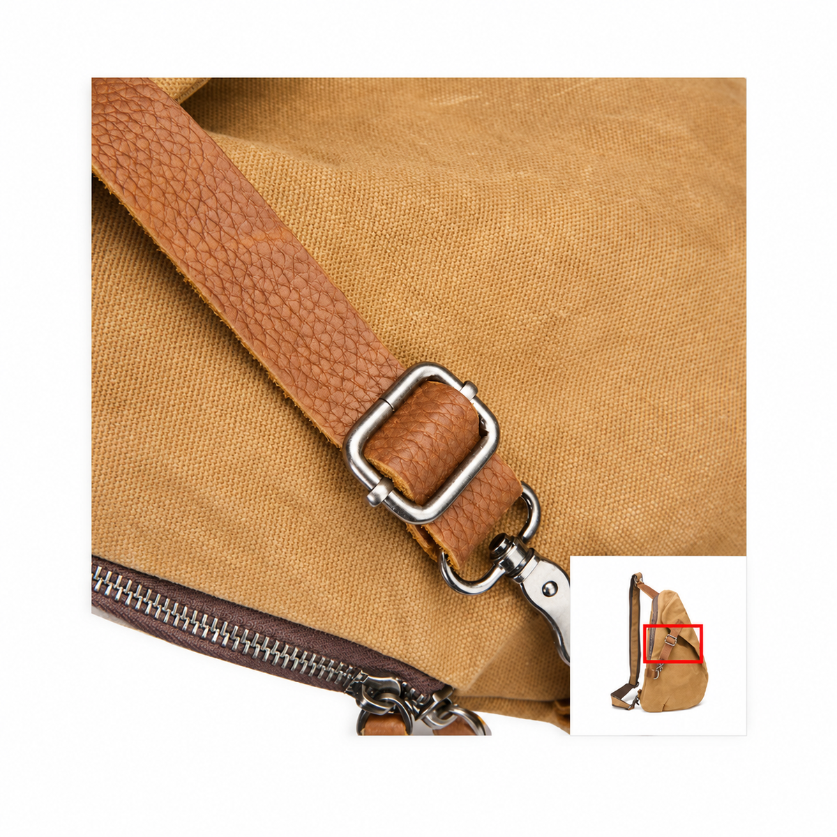 Vintage Canvas & Leather Crossbody Sling Bag