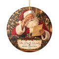 Personalized Family Christmas Ornament, Custom Last Name and Year, Santa Keepsake, Double-Sided Matte Ceramic Ornament