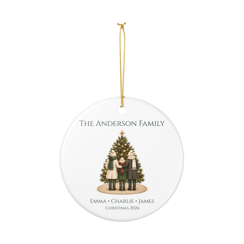 Personalized Family of 3 Christmas Ornament — Names & Year