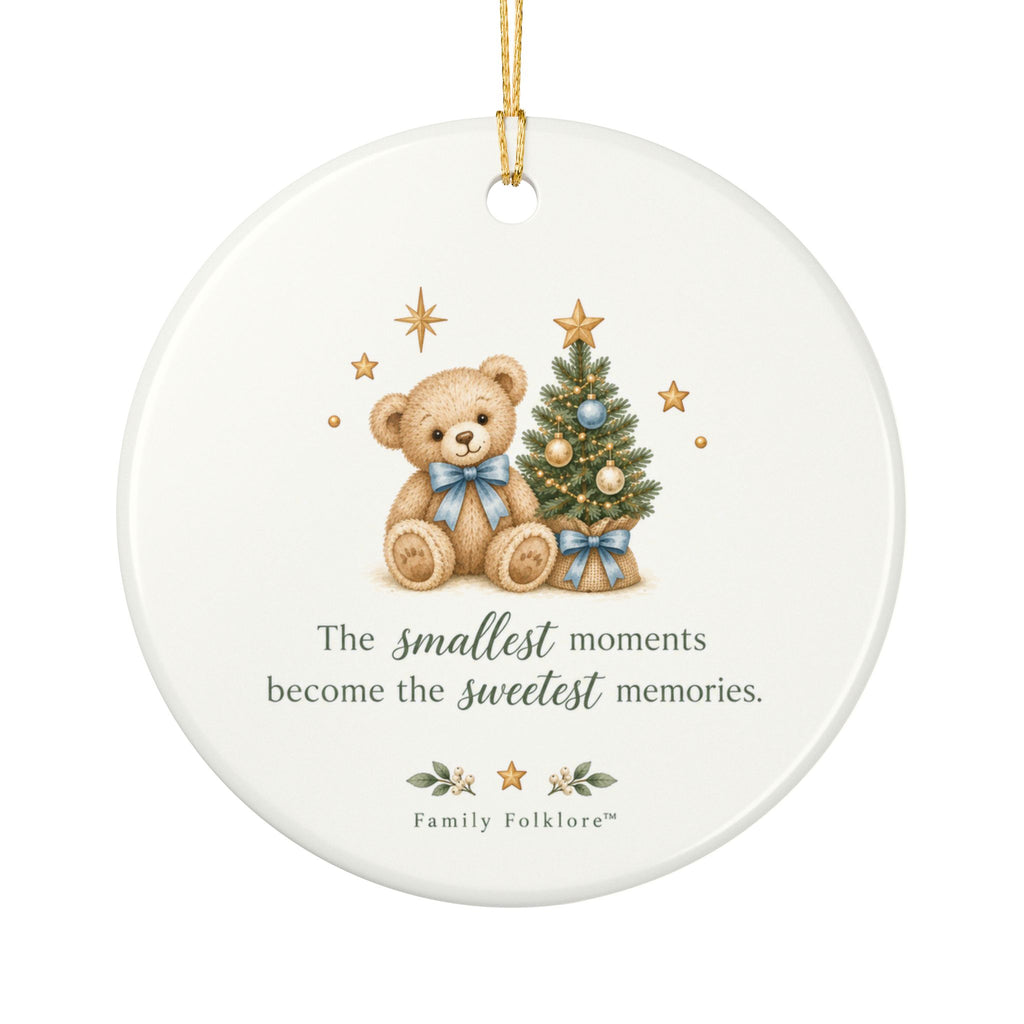 Boy Personalized Baby's First Christmas Ornament, Teddy Bear & Christmas Tree, Custom Name and Year, New Baby Keepsake Gift
