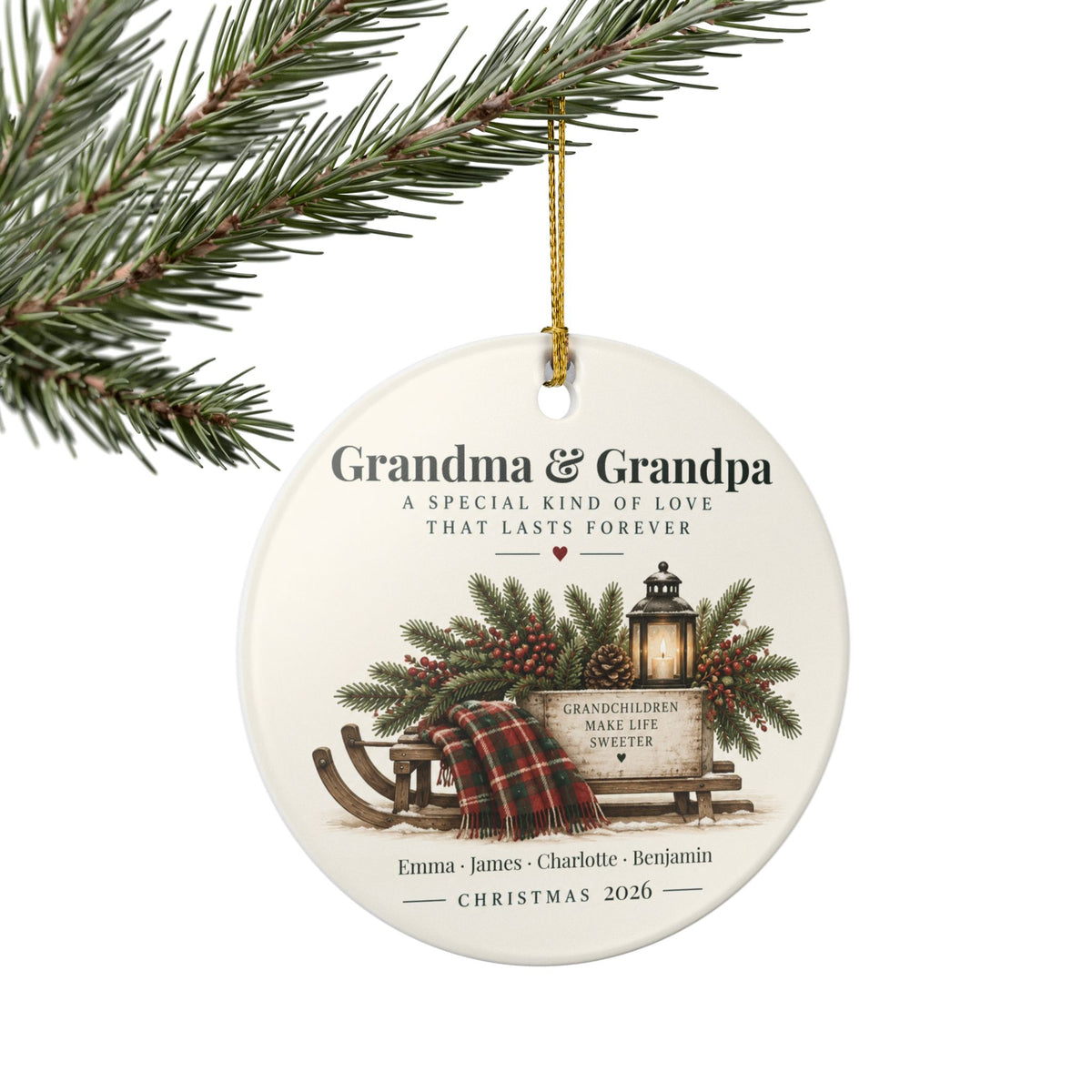 Personalized Grandparents Christmas Ornament — Grandchildren Names