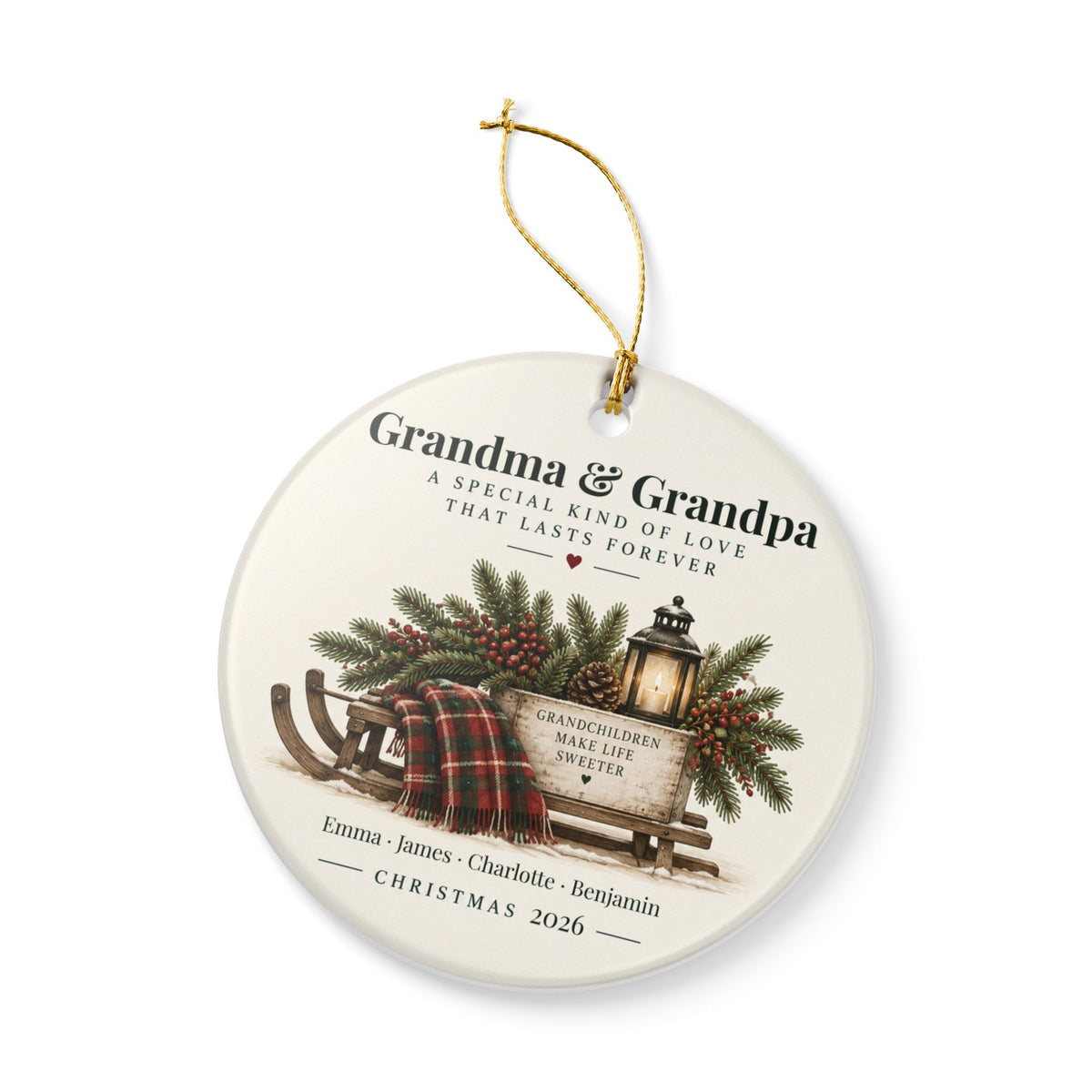 Personalized Grandparents Christmas Ornament — Grandchildren Names
