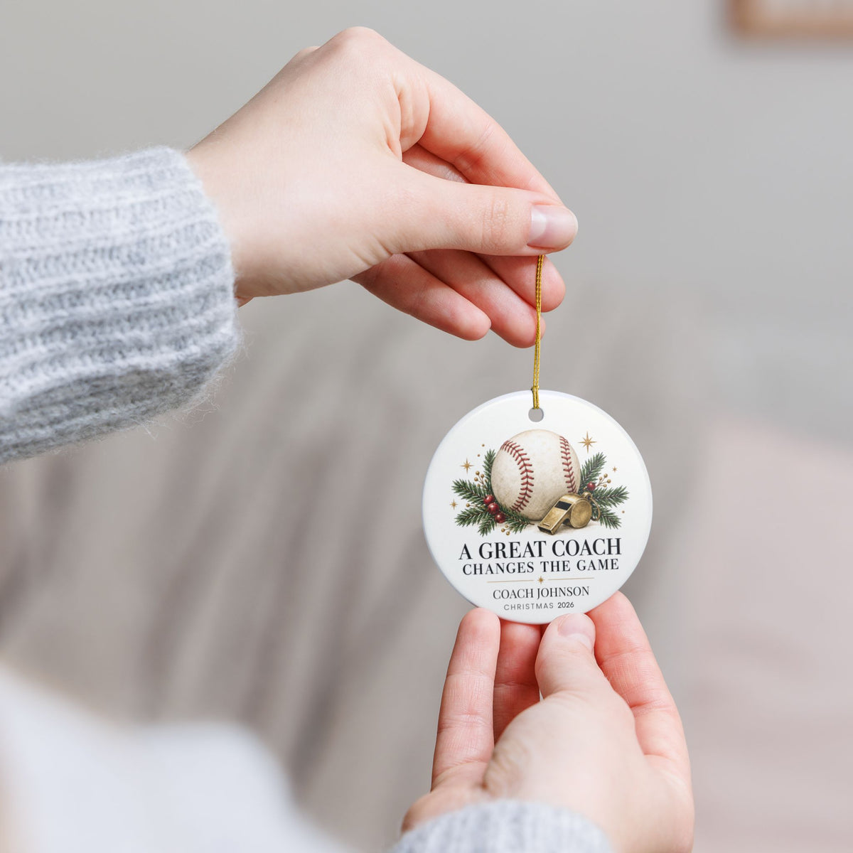 Personalized Baseball Coach Christmas Ornament, Custom Coach Name & Year, Baseball Coach Gift, Team Thank You Gift
