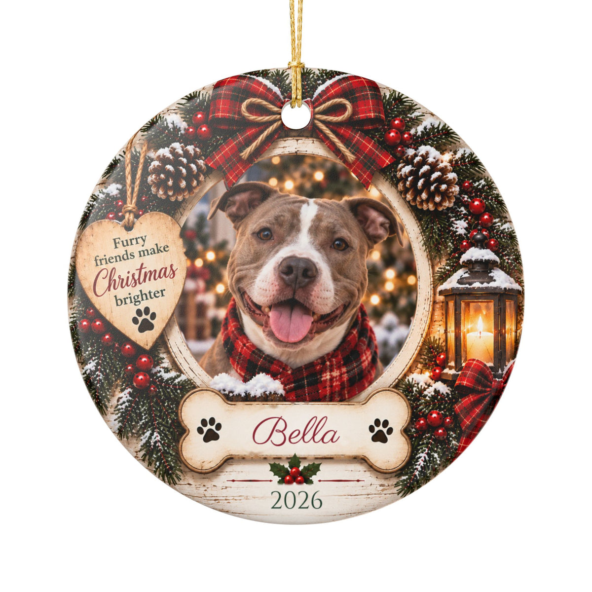Personalized Pet Photo Christmas Ornament — Dog or Cat