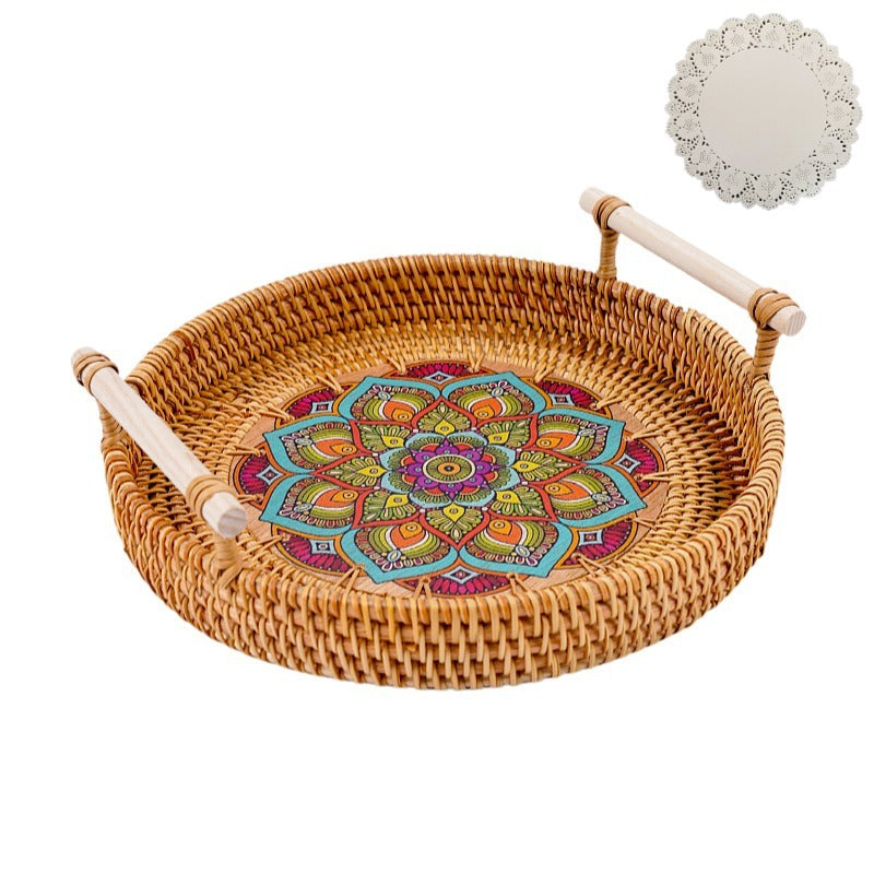 Woven Rattan Serving & Picnic Tray