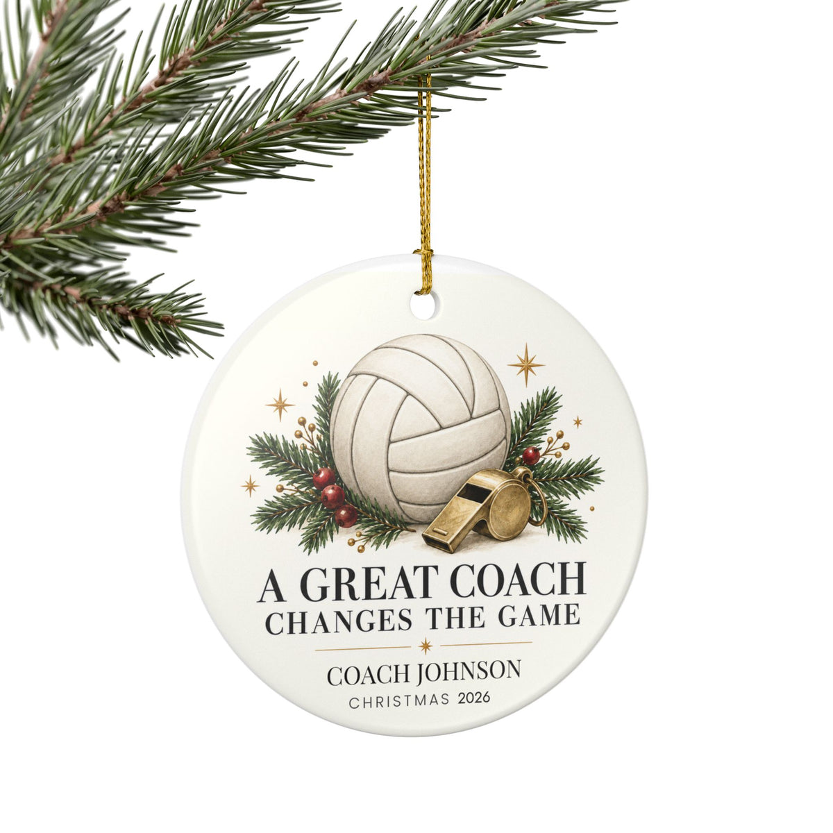 Personalized Volleyball Coach Christmas Ornament, Custom Coach Name & Year, Volleyball Coach Gift, Team Thank You Gift