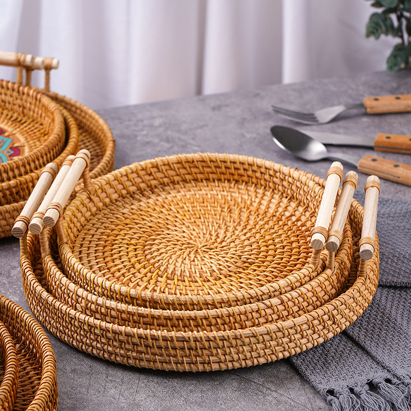 Woven Rattan Serving & Picnic Tray