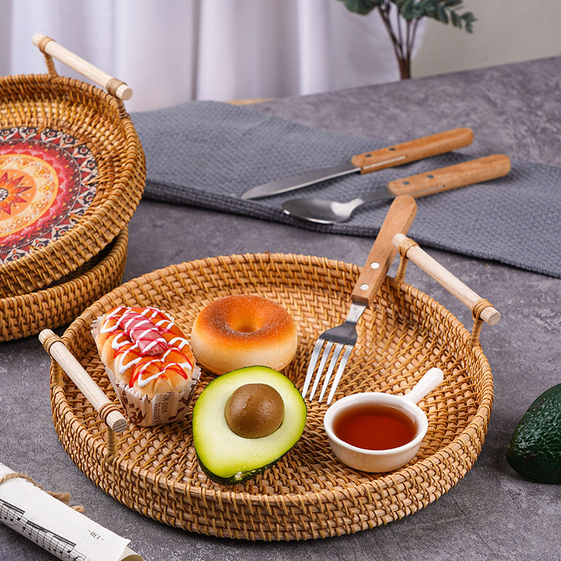 Woven Rattan Serving & Picnic Tray