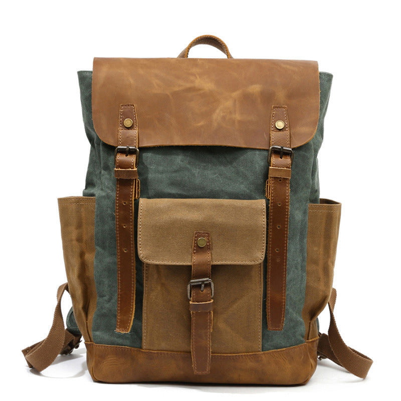 Vintage Canvas & Leather Laptop Backpack
