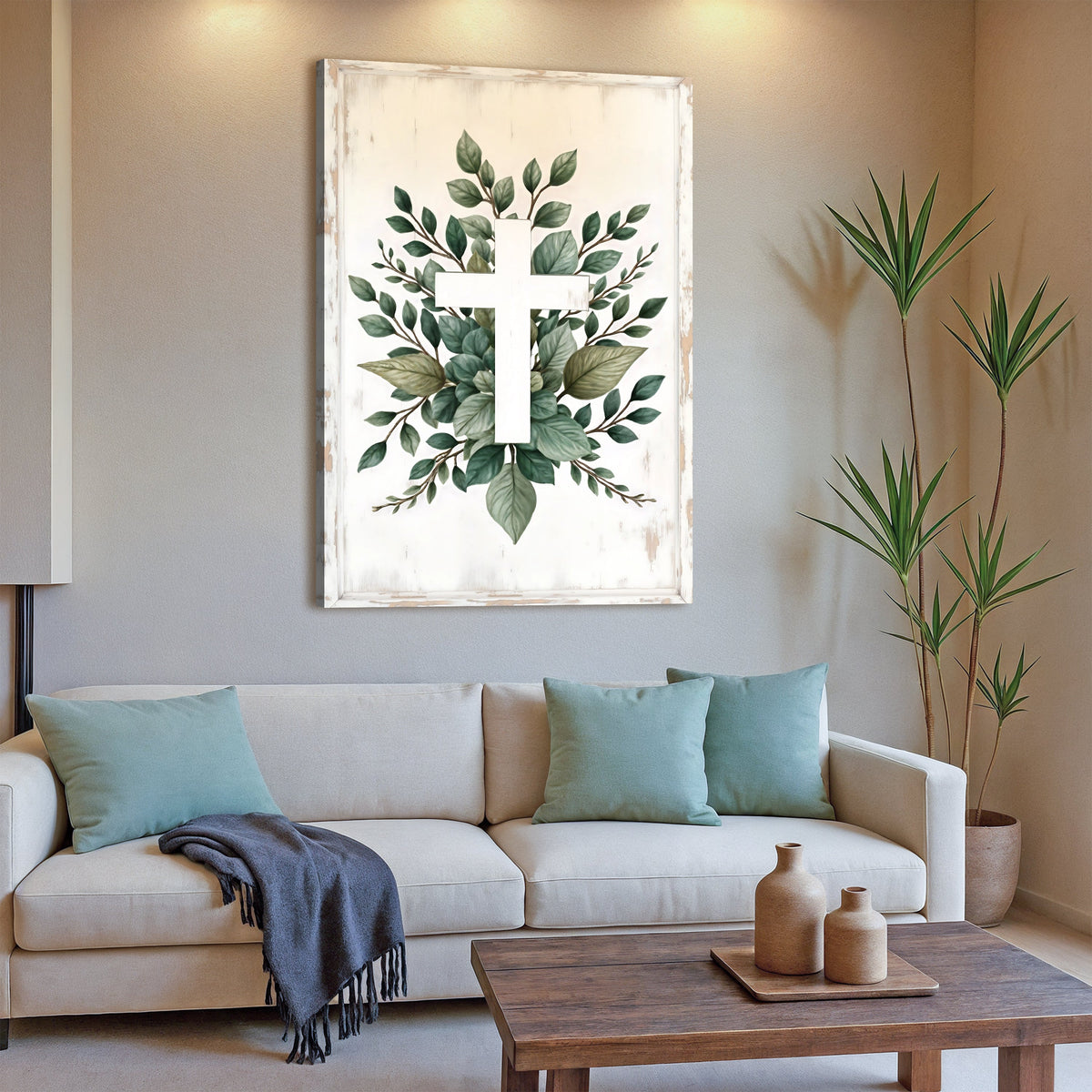 Minimalist Cross Christian Canvas Wall Art