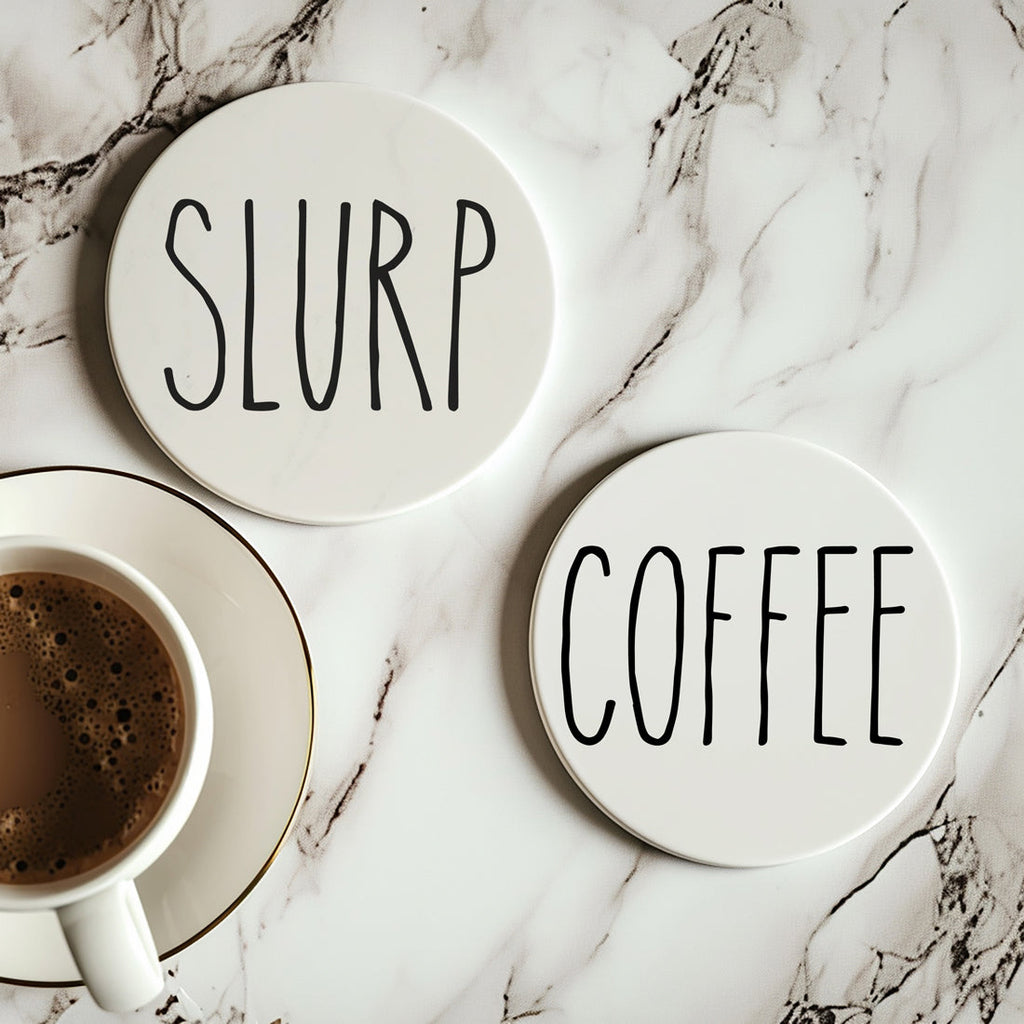 Minimalist Word Ceramic Coasters
