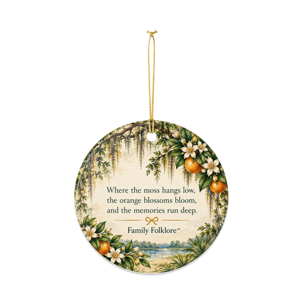 Personalized Old Florida Citrus Christmas Ornament, Custom Year, Orange Grove & Spanish Moss Keepsake by Family Folklore™
