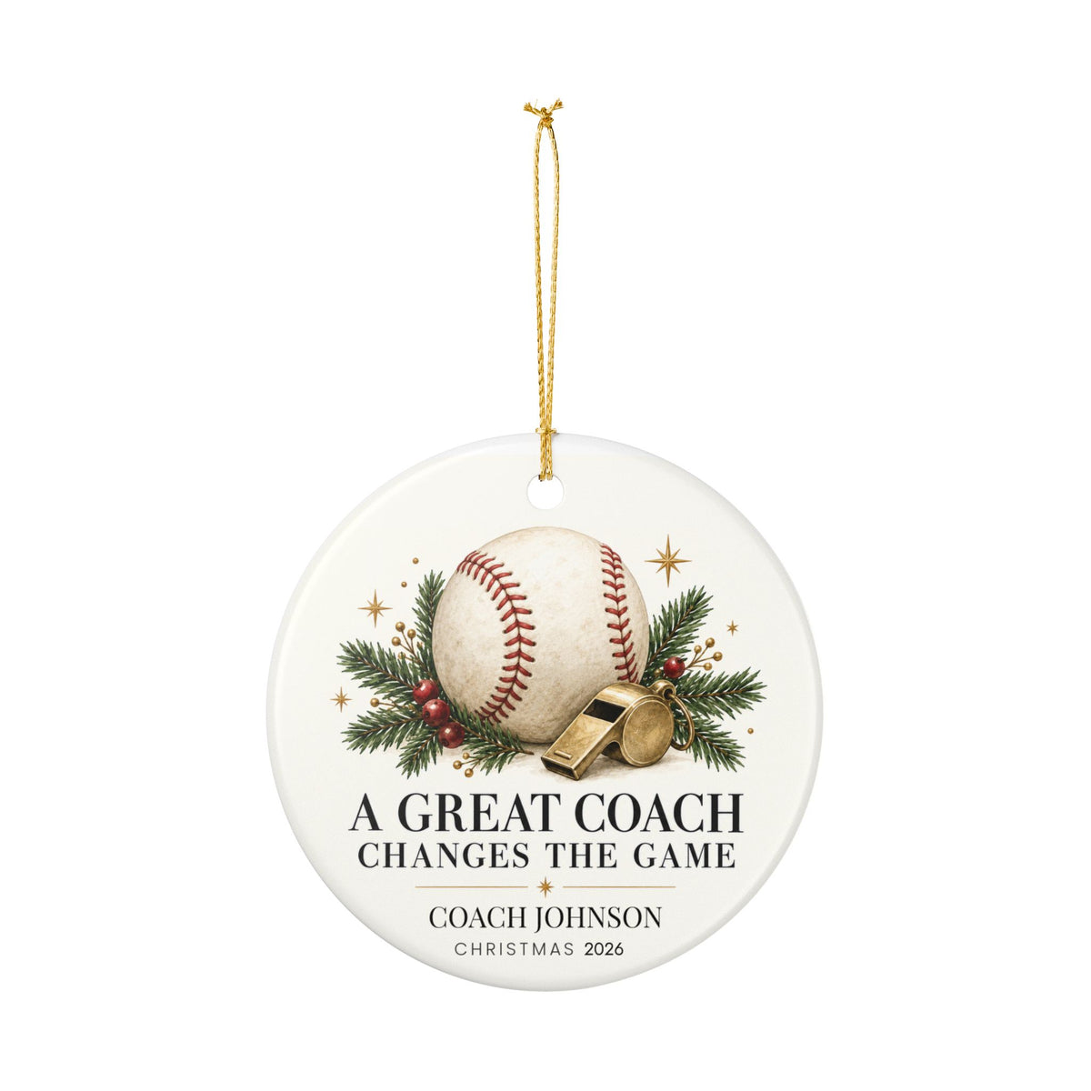 Personalized Baseball Coach Christmas Ornament, Custom Coach Name & Year, Baseball Coach Gift, Team Thank You Gift