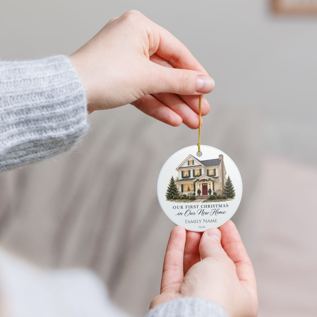 Personalized First Christmas in Our New Home Ornament — Family Name & Year