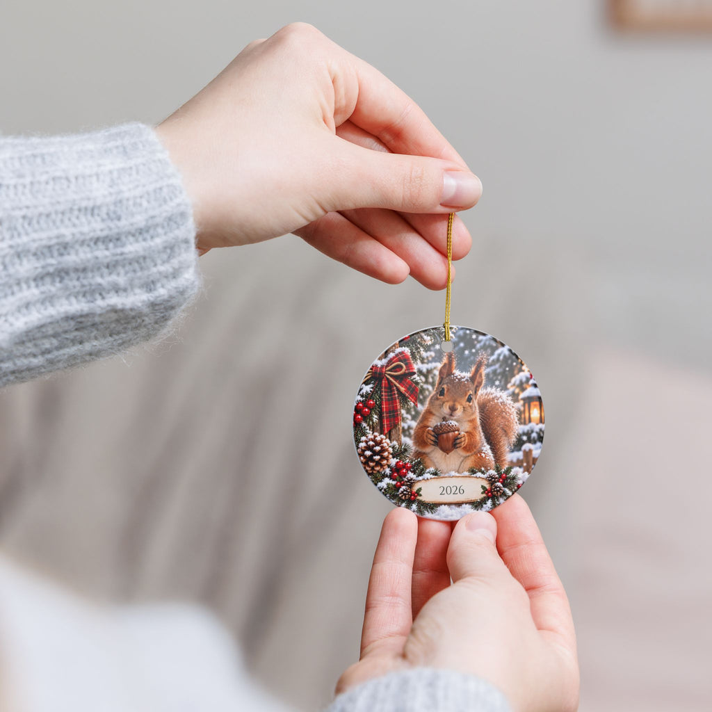 Personalized Squirrel Christmas Ornament — Custom Year