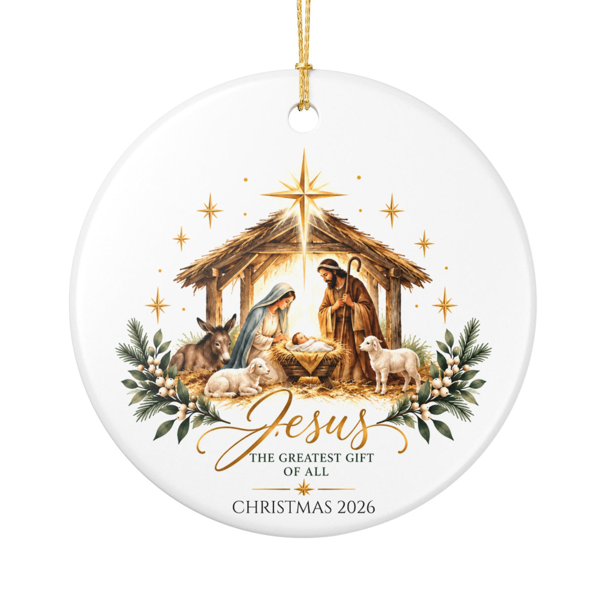 Personalized Nativity Christmas Ornament — John 3:16