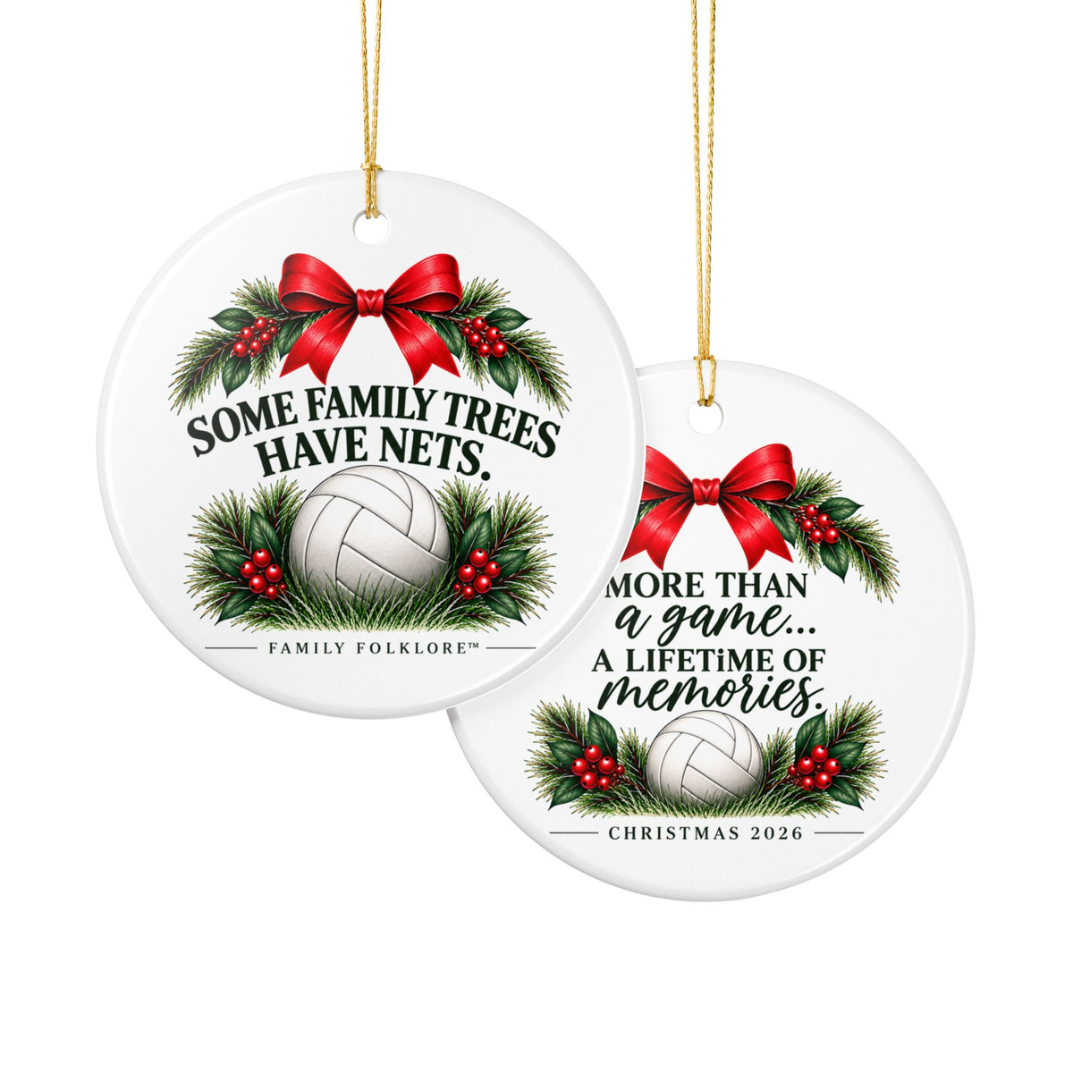 Volleyball Christmas Ornament 2026, Some Family Trees Have Nets, Volleyball Mom Gift, Volleyball Family Keepsake, Ceramic Ornament