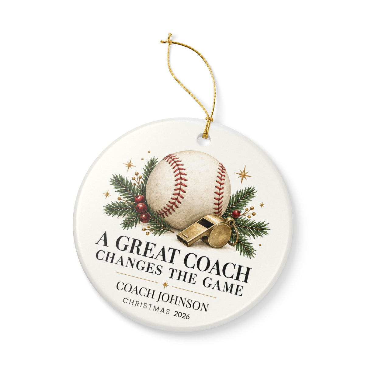 Personalized Baseball Coach Christmas Ornament, Custom Coach Name & Year, Baseball Coach Gift, Team Thank You Gift