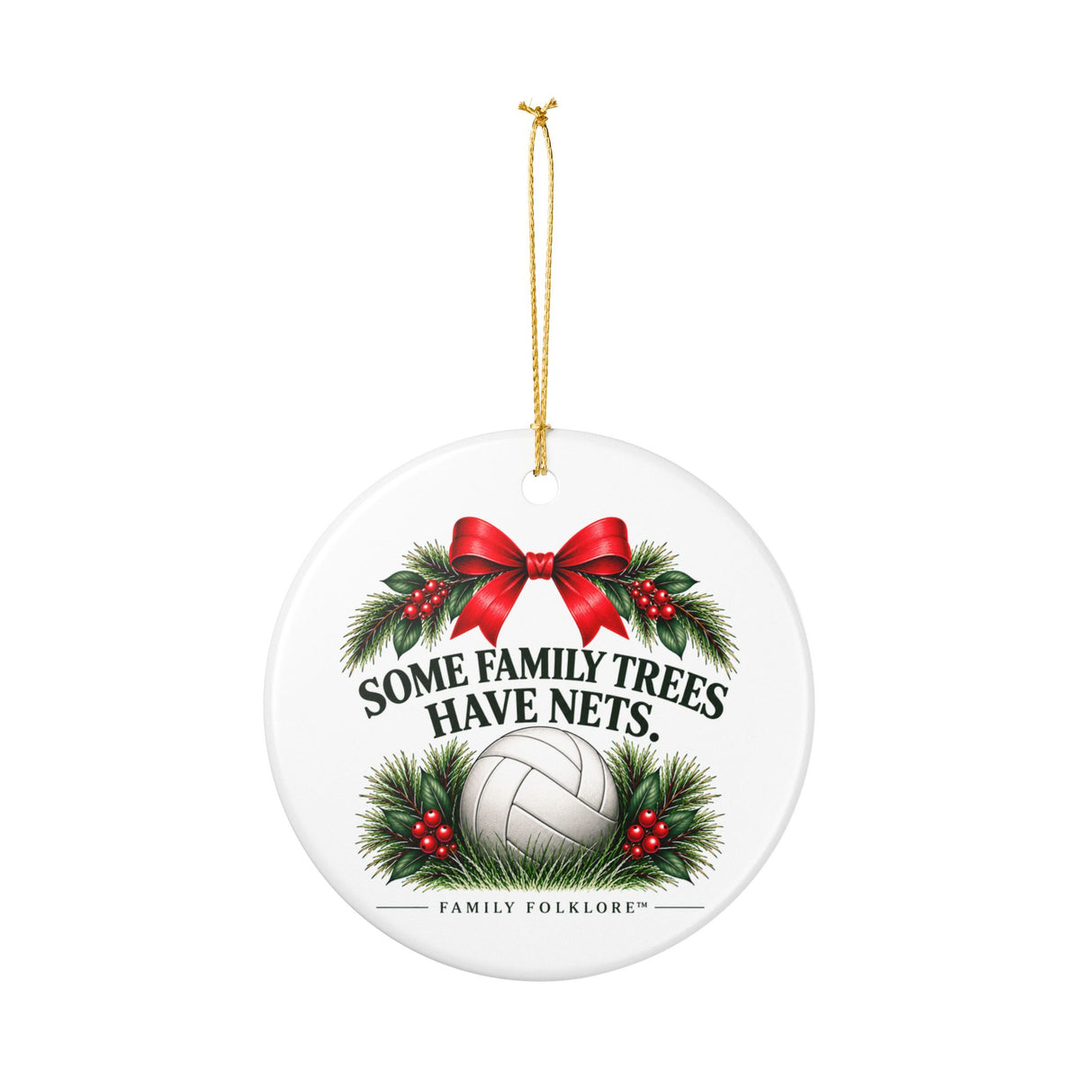 Volleyball Christmas Ornament 2026, Some Family Trees Have Nets, Volleyball Mom Gift, Volleyball Family Keepsake, Ceramic Ornament