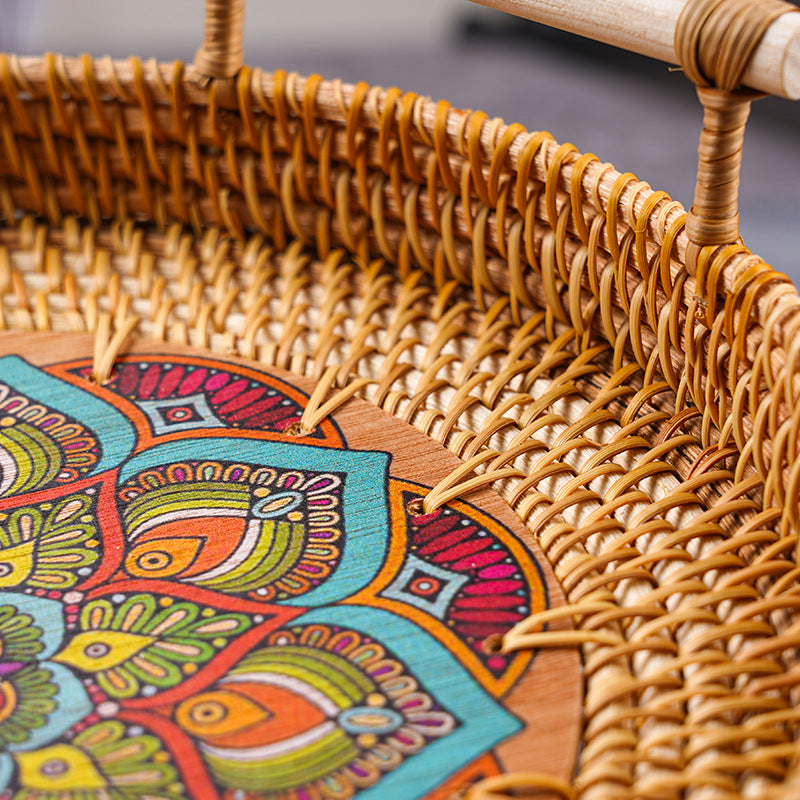 Woven Rattan Serving & Picnic Tray