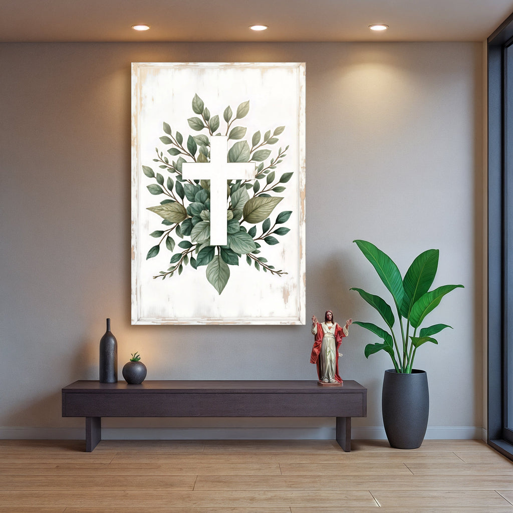Minimalist Cross Christian Canvas Wall Art