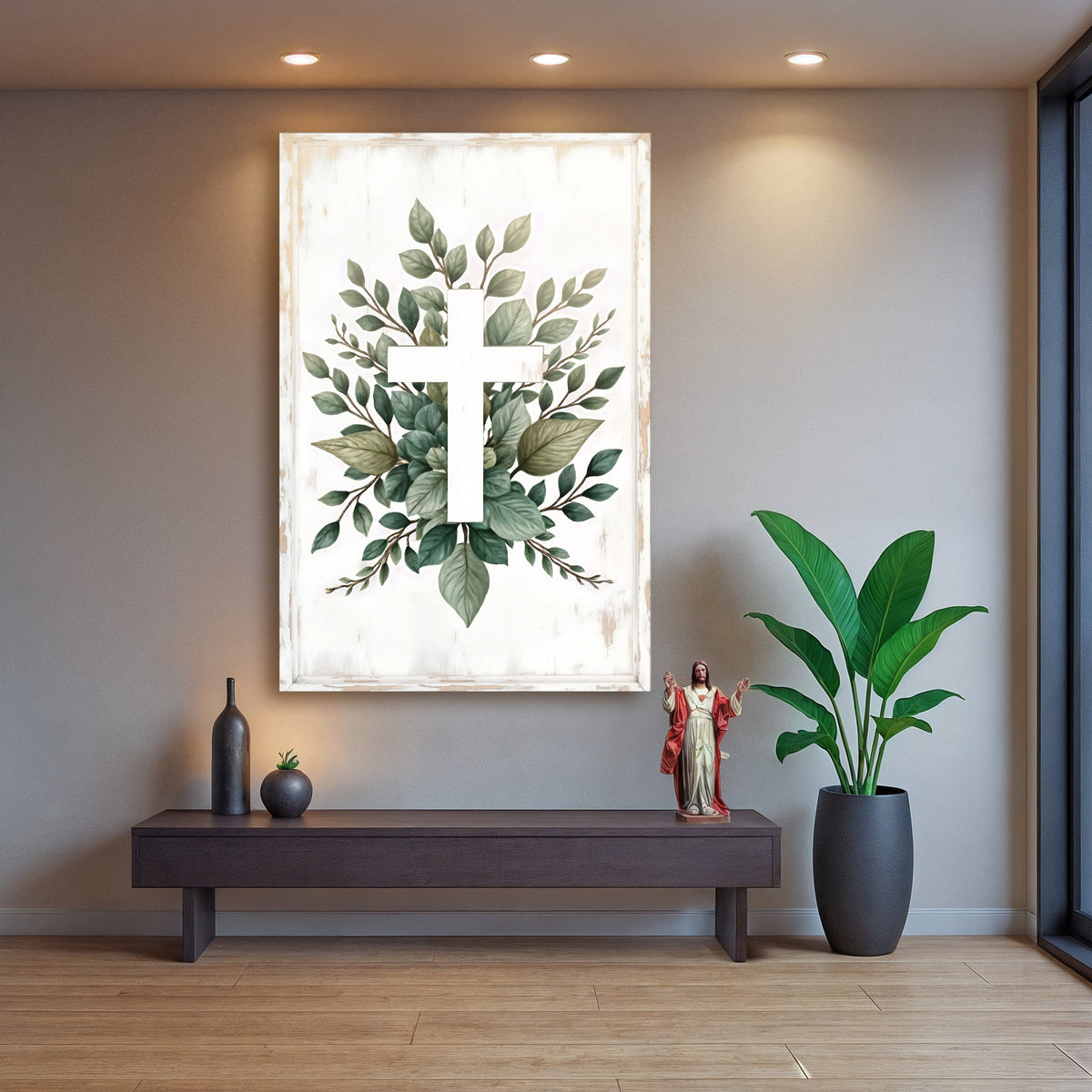 Minimalist Cross Christian Canvas Wall Art