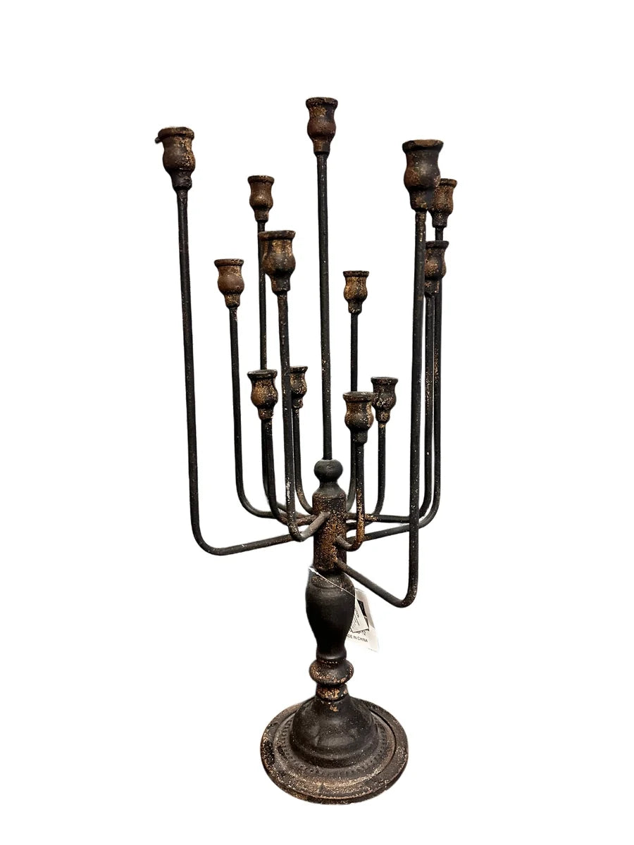 Black Iron 13-Candle Candelabra