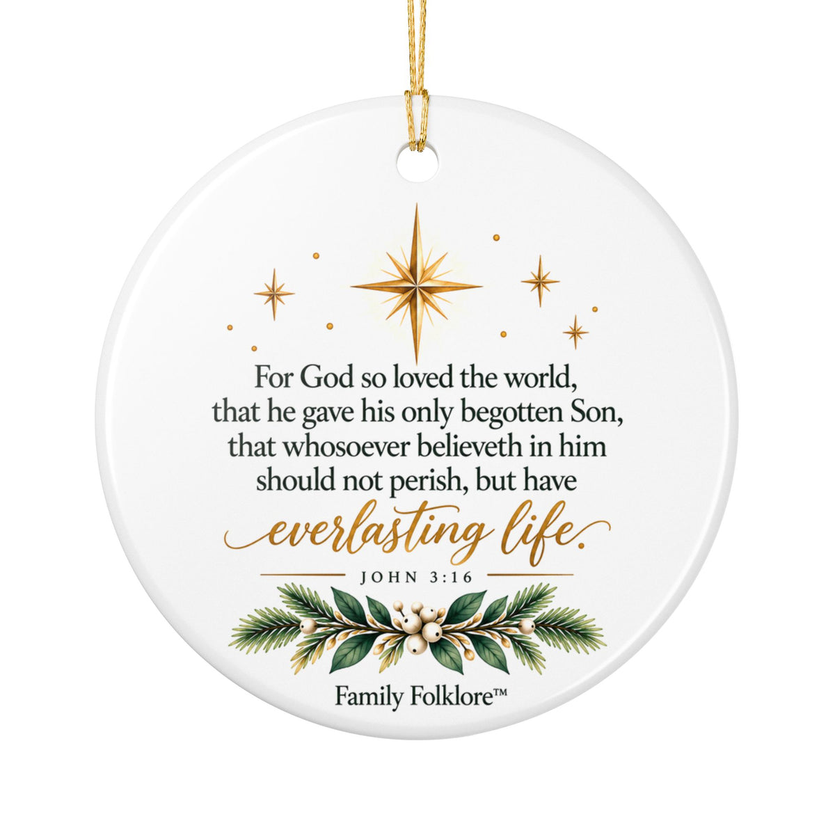 Personalized Nativity Christmas Ornament — John 3:16