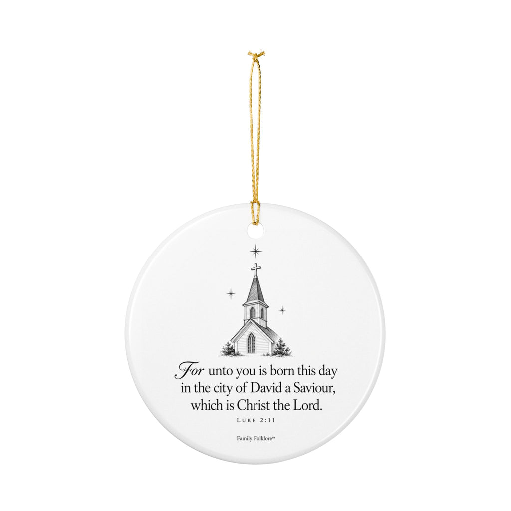 Personalized Church Christmas Ornament — Luke 2:11 & Custom Year